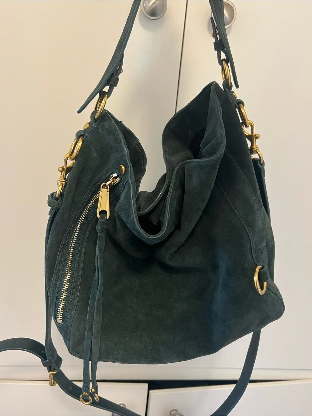 NWOT Rebecca Minkoff Mab Green Suede Leather Hobo Bag